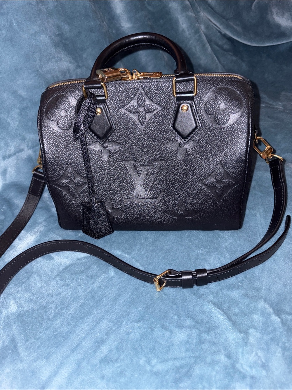 Louis Vuitton Black Empreinte Monogram Speedy 25 Bandouliere